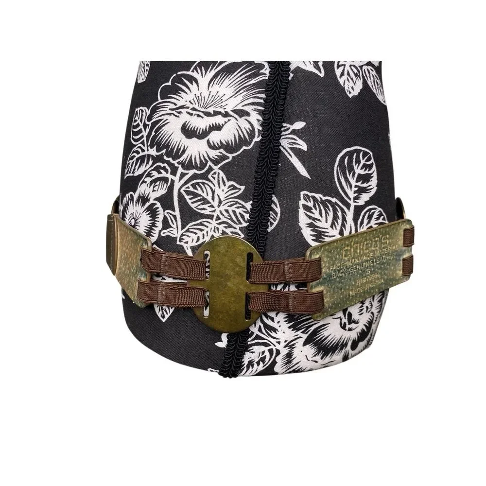Chico’s Stretch Wide Belt Bronze Croc Embossed Boho Statement Western Bohemian